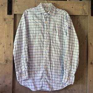 Peter Millar Mens Med White Blue Check Cotton Button up Shirt Golf Pride Grips‎